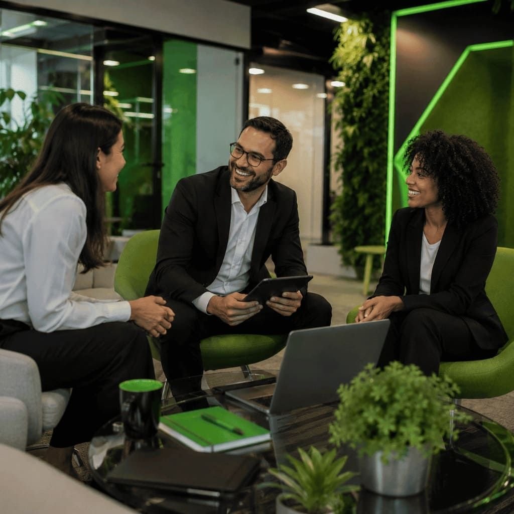 Equipe XTPG em reunião com clientes