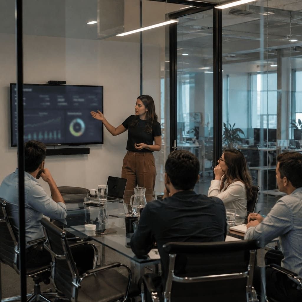 Profissional apresentando analytics com Analytics XTPG